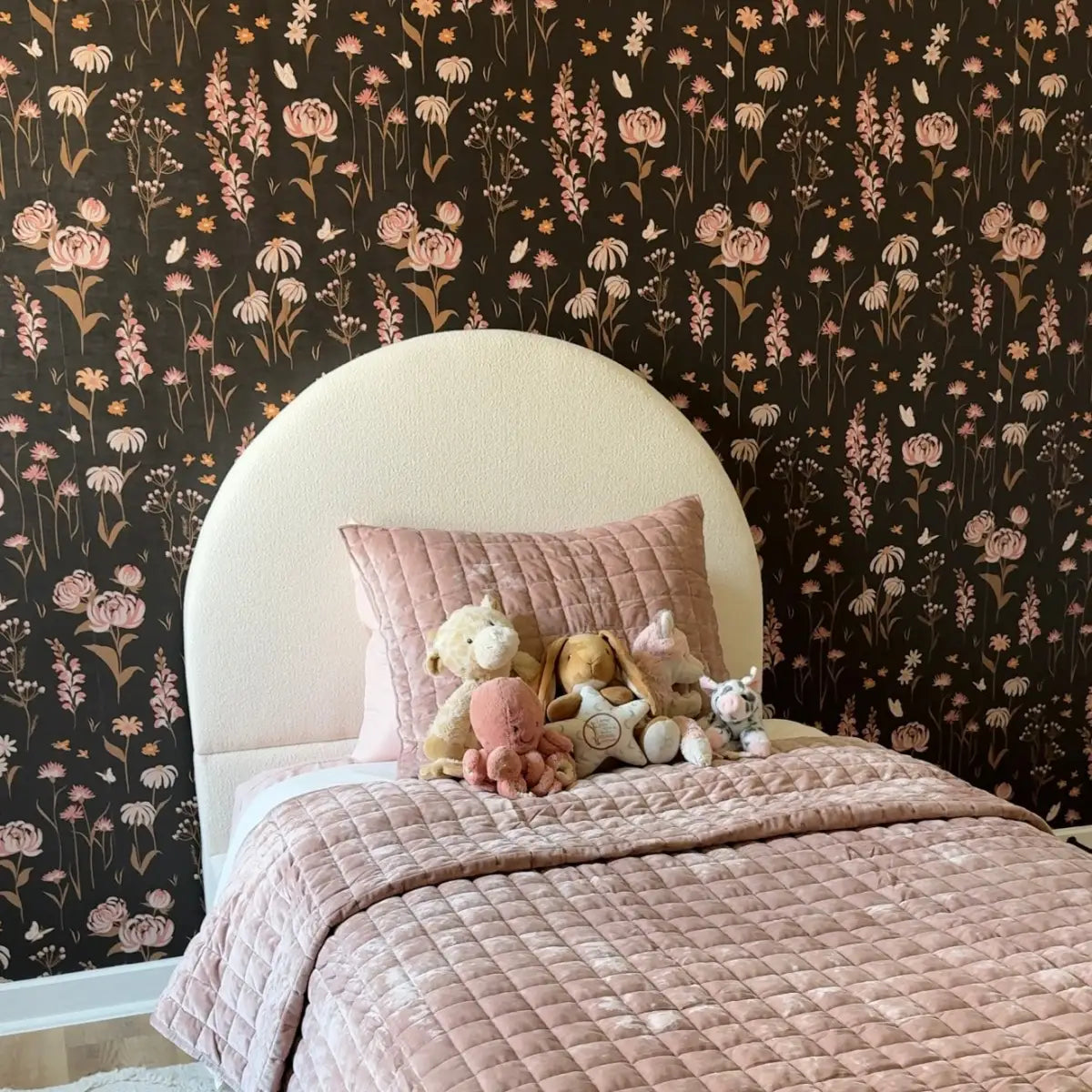Audrey Wallpaper - Flowers and Butterflies - by Hearten Design - Loomwell Home Goods