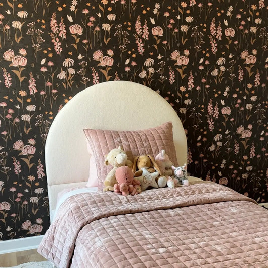 Audrey Wallpaper - Flowers and Butterflies - by Hearten Design - Loomwell Home Goods