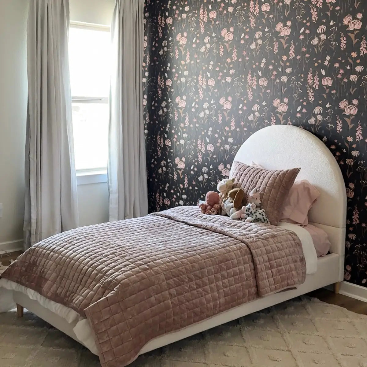 Audrey Wallpaper - Flowers and Butterflies - by Hearten Design - Loomwell Home Goods