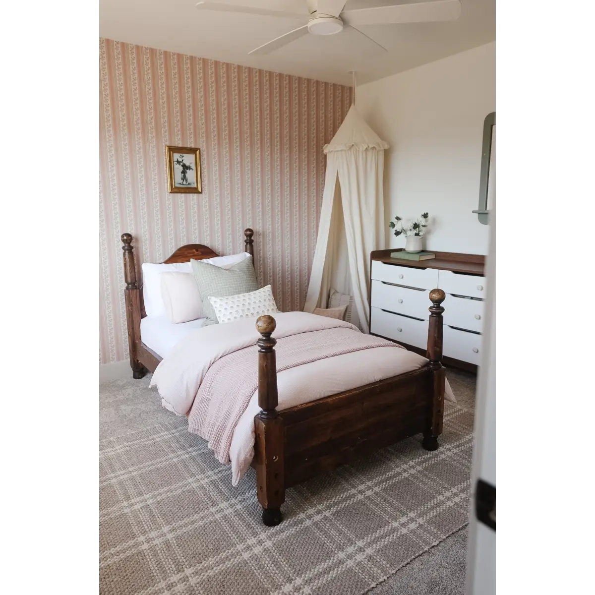 Auggie Wallpaper - Floral Stripe - by Bloomery Decor - Loomwell Home Goods