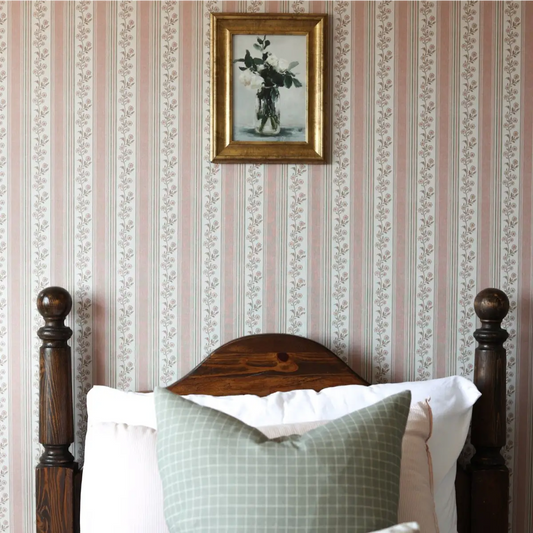 Auggie Wallpaper - Floral Stripe - by Bloomery Decor - Loomwell Home Goods