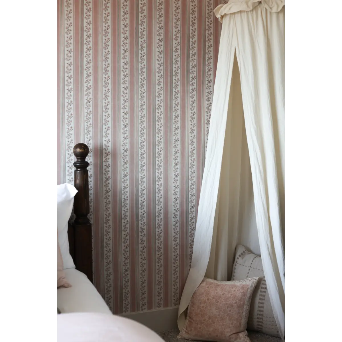 Auggie Wallpaper - Floral Stripe - by Bloomery Decor - Loomwell Home Goods
