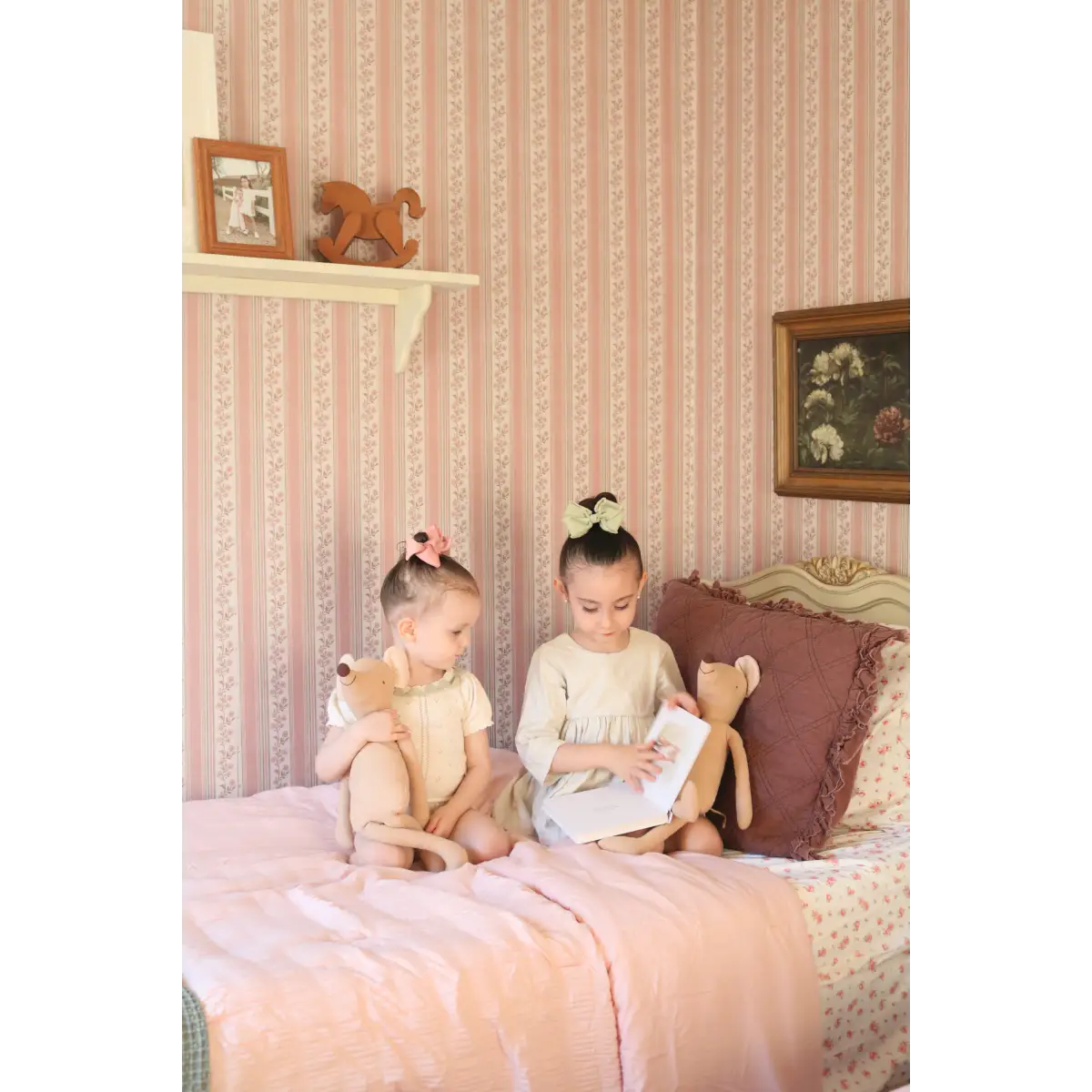 Auggie Wallpaper - Floral Stripe - by Bloomery Decor - Loomwell Home Goods