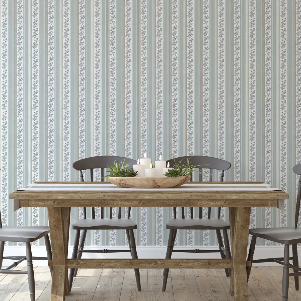 Auggie Wallpaper - Floral Stripe - by Bloomery Decor - Loomwell Home Goods