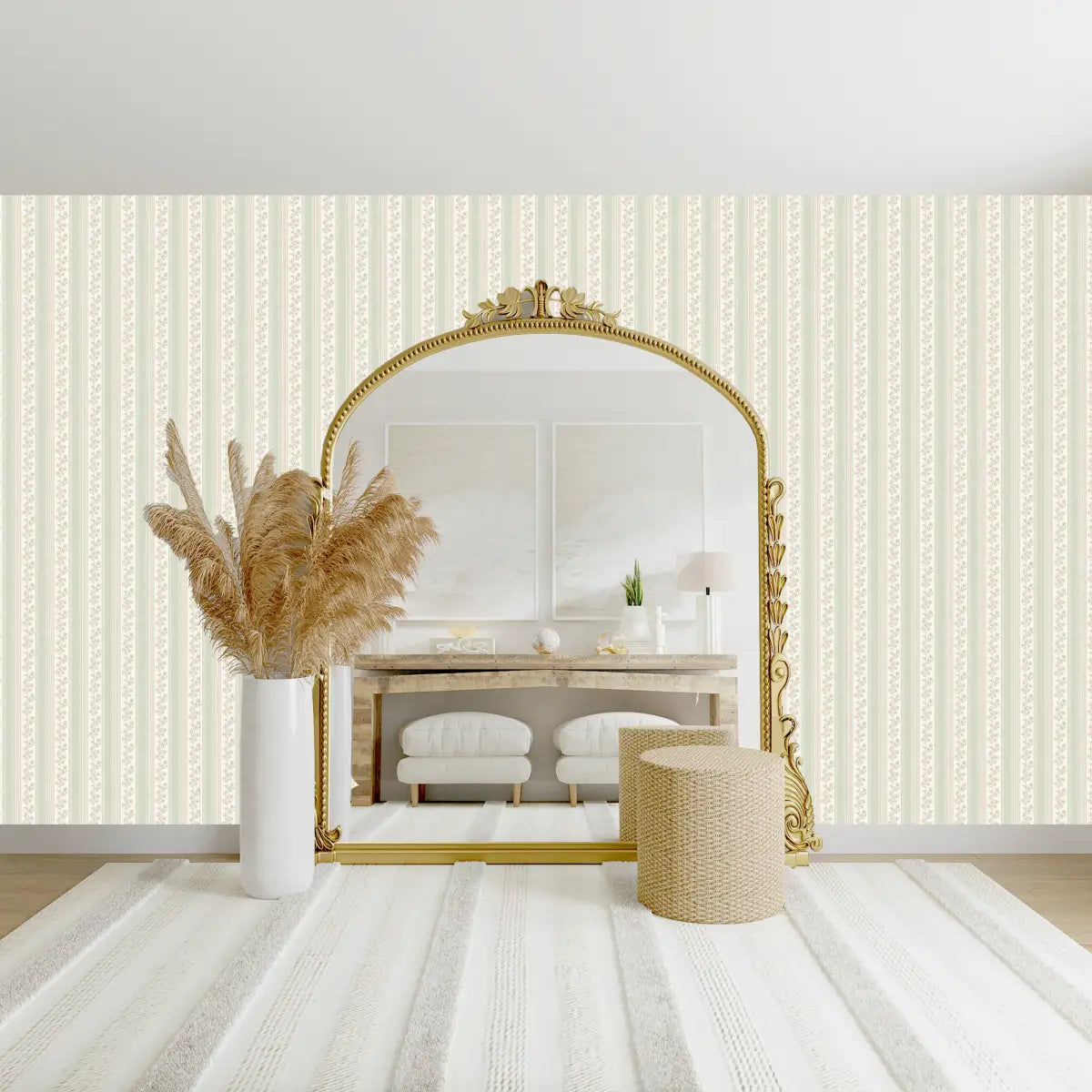 Auggie Wallpaper - Floral Stripe - by Bloomery Decor - Loomwell Home Goods