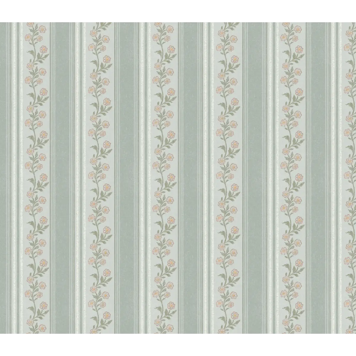 Auggie Wallpaper - Floral Stripe - by Bloomery Decor - Sample 1 foot by 1 foot / Dusty Blue - Loomwell Home Goods