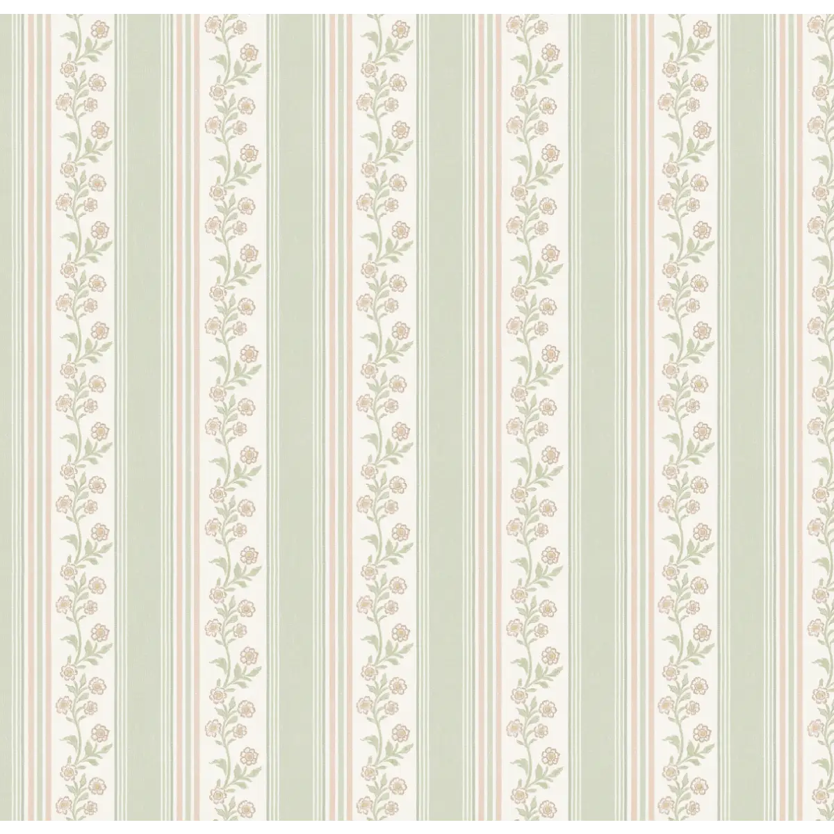 Auggie Wallpaper - Floral Stripe - by Bloomery Decor - Sample 1 foot by 1 foot / Mint - Loomwell Home Goods