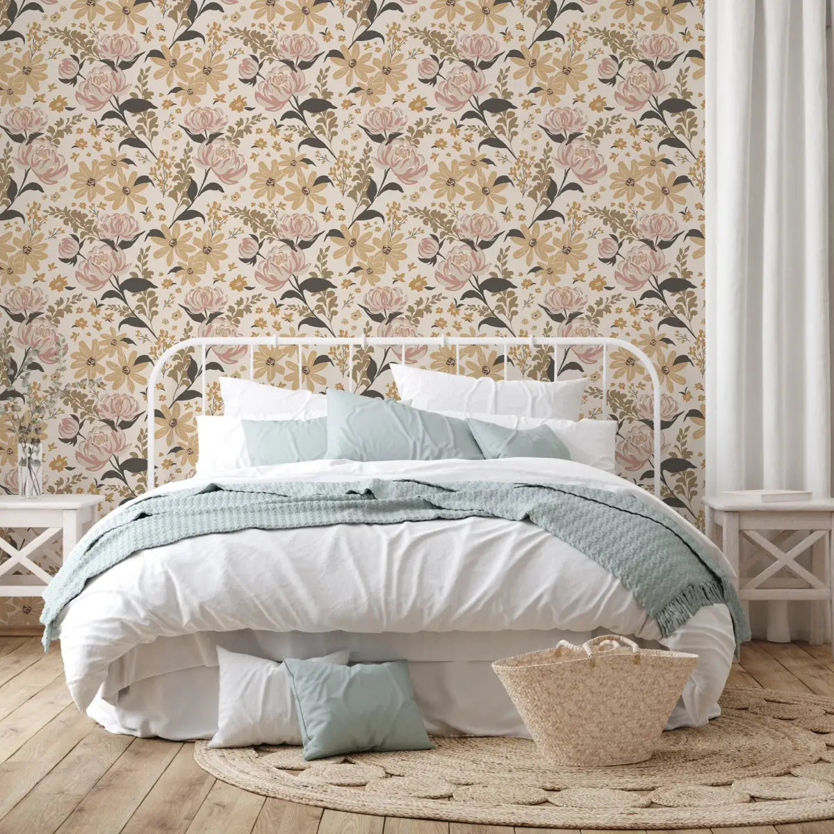 Aurelia Wallpaper - Flowers - by Hearten Design - Loomwell Home Goods