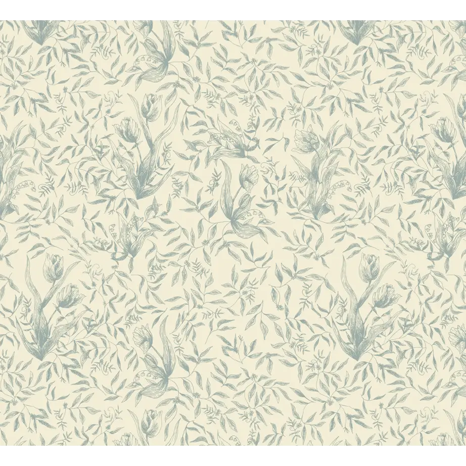 Austen Wallpaper - Botanical Tulips Drawings - by Of Lilies and Fields - Sample 1 foot by 1 foot / Light - Loomwell