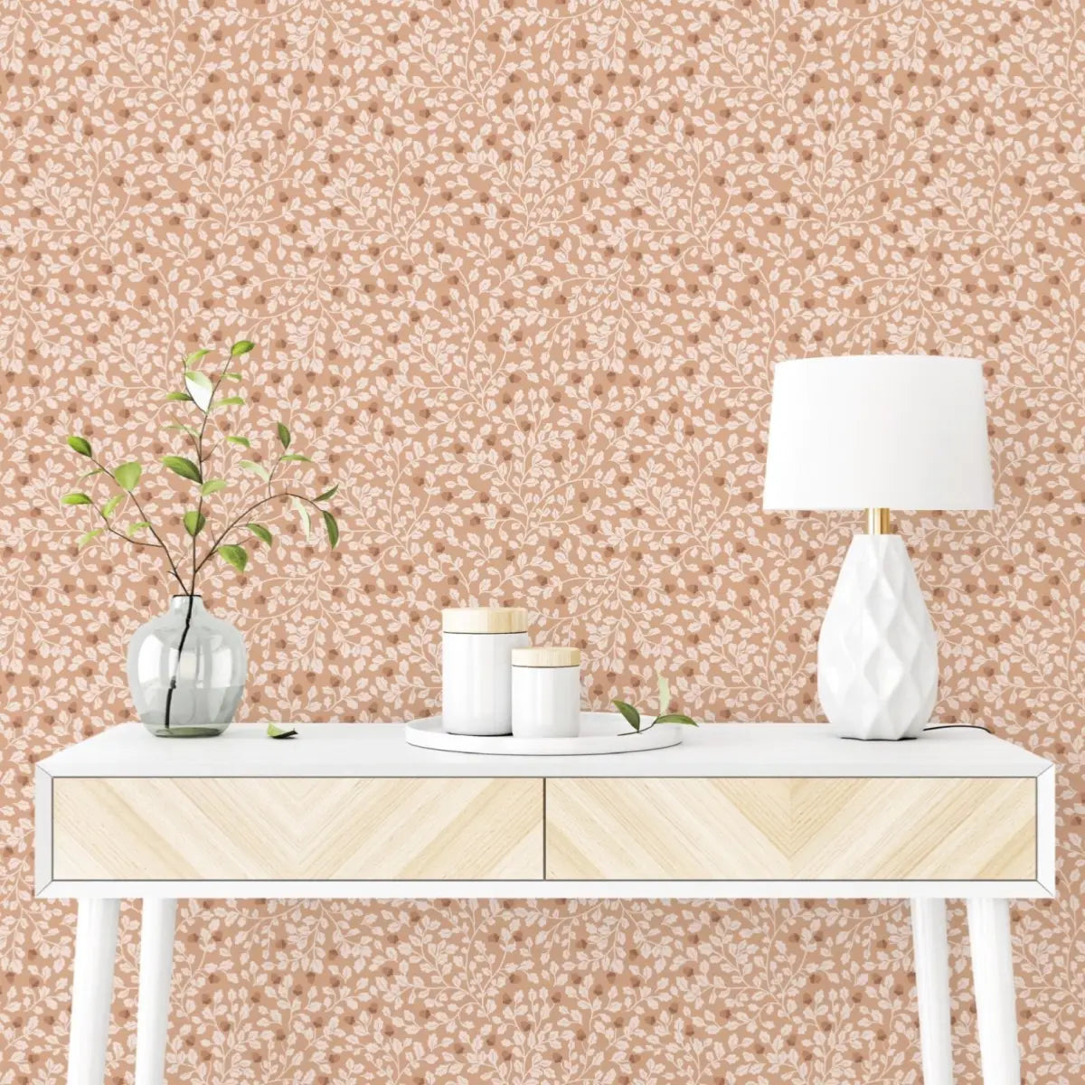 Autumn Wallpaper - Oak Leaves and Acorns - by Micush - Loomwell Home Goods