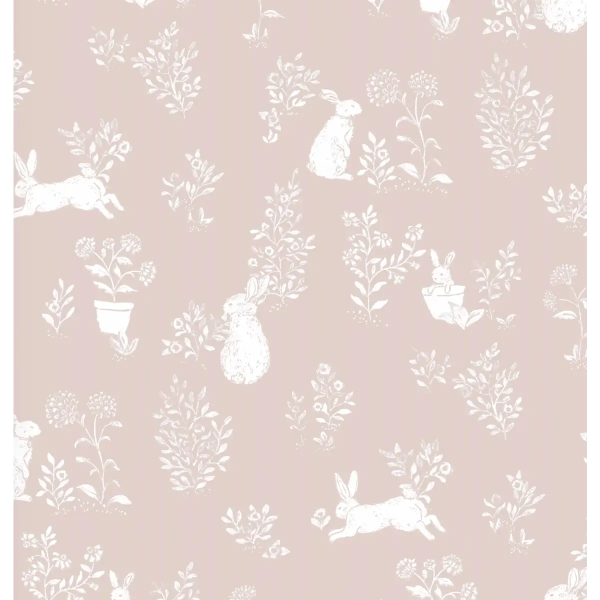 Aven Wallpaper - Bunnies - by Luna Pictata - Sample 1 foot by 1 foot / Pink - Loomwell Home Goods