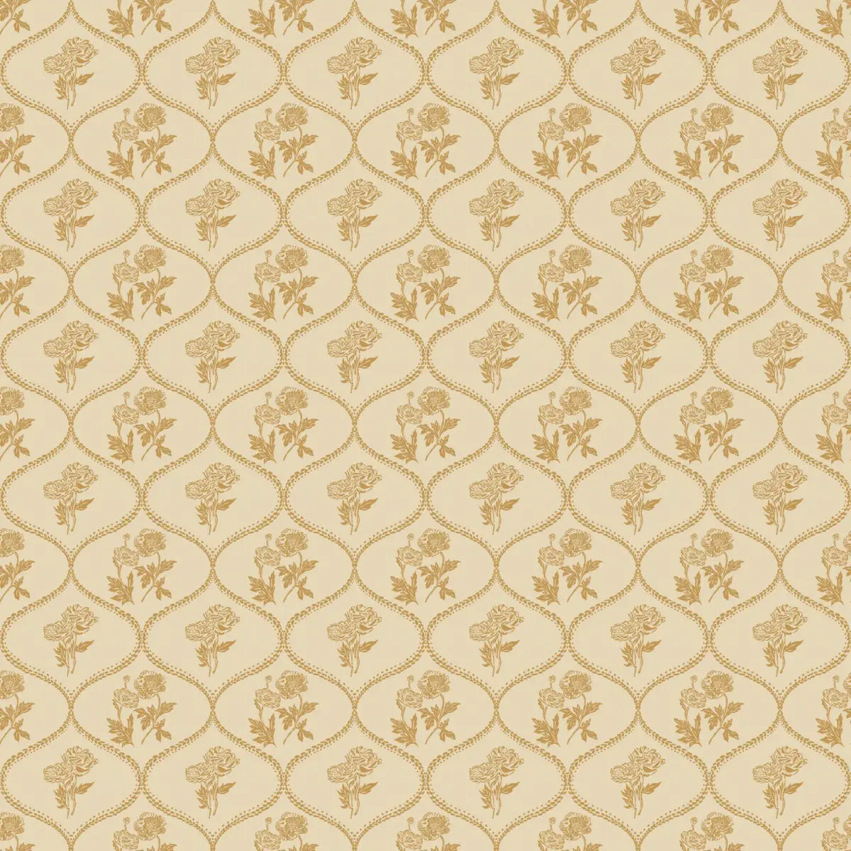 Avenly Wallpaper - Curvy Flowers - by Yorkville Studio - Sample 1 foot by 1 foot / Cream and Mustard - Loomwell Home