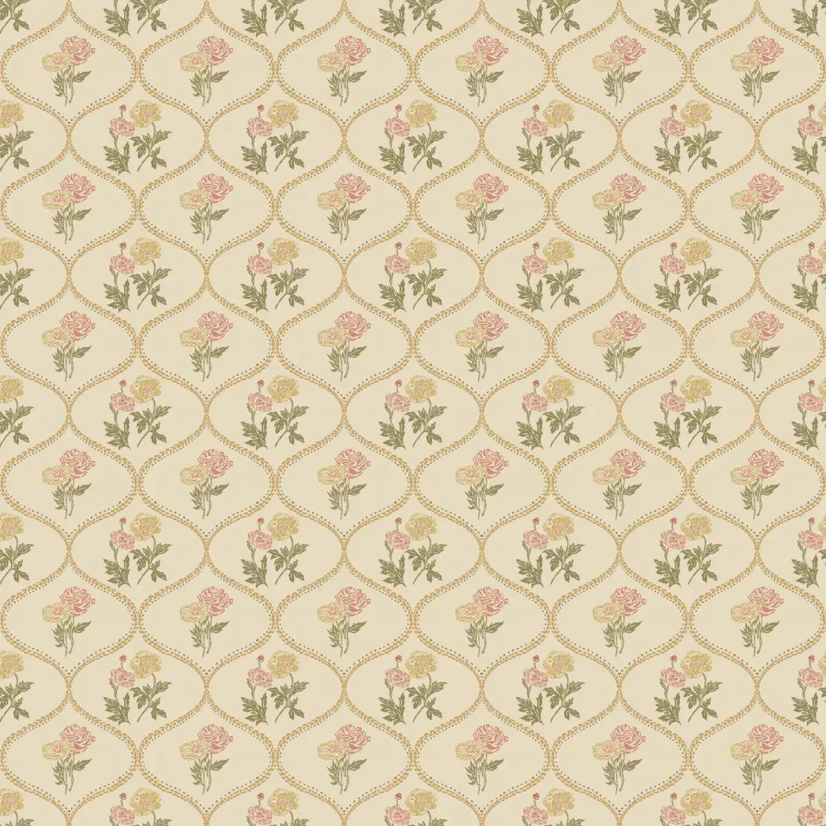 Avenly Wallpaper - Curvy Flowers - by Yorkville Studio - Sample 1 foot by 1 foot / Multi - Loomwell Home Goods