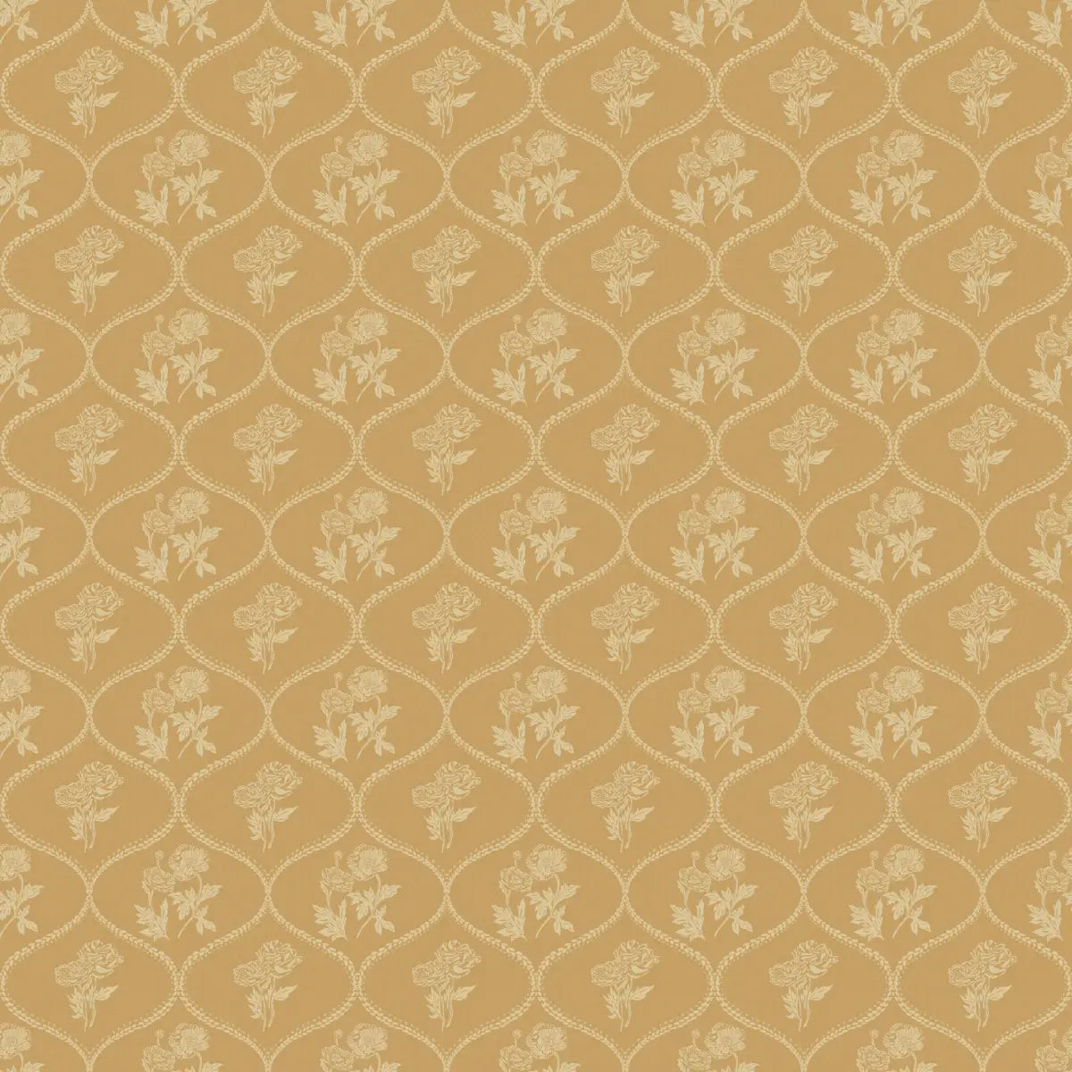 Avenly Wallpaper - Curvy Flowers - by Yorkville Studio - Sample 1 foot by 1 foot / Mustard - Loomwell Home Goods