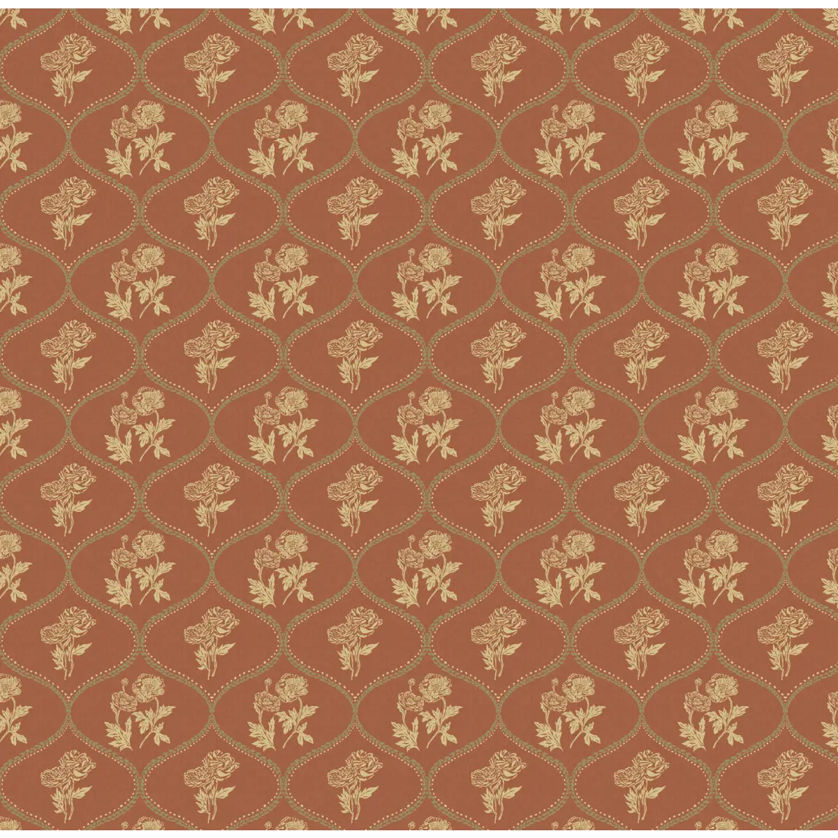 Avenly Wallpaper - Curvy Flowers - by Yorkville Studio - Sample 1 foot by 1 foot / Rust - Loomwell Home Goods