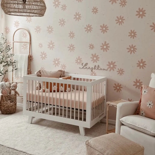 Avery Wallpaper - Beige Daisies - Loomwell Home Goods