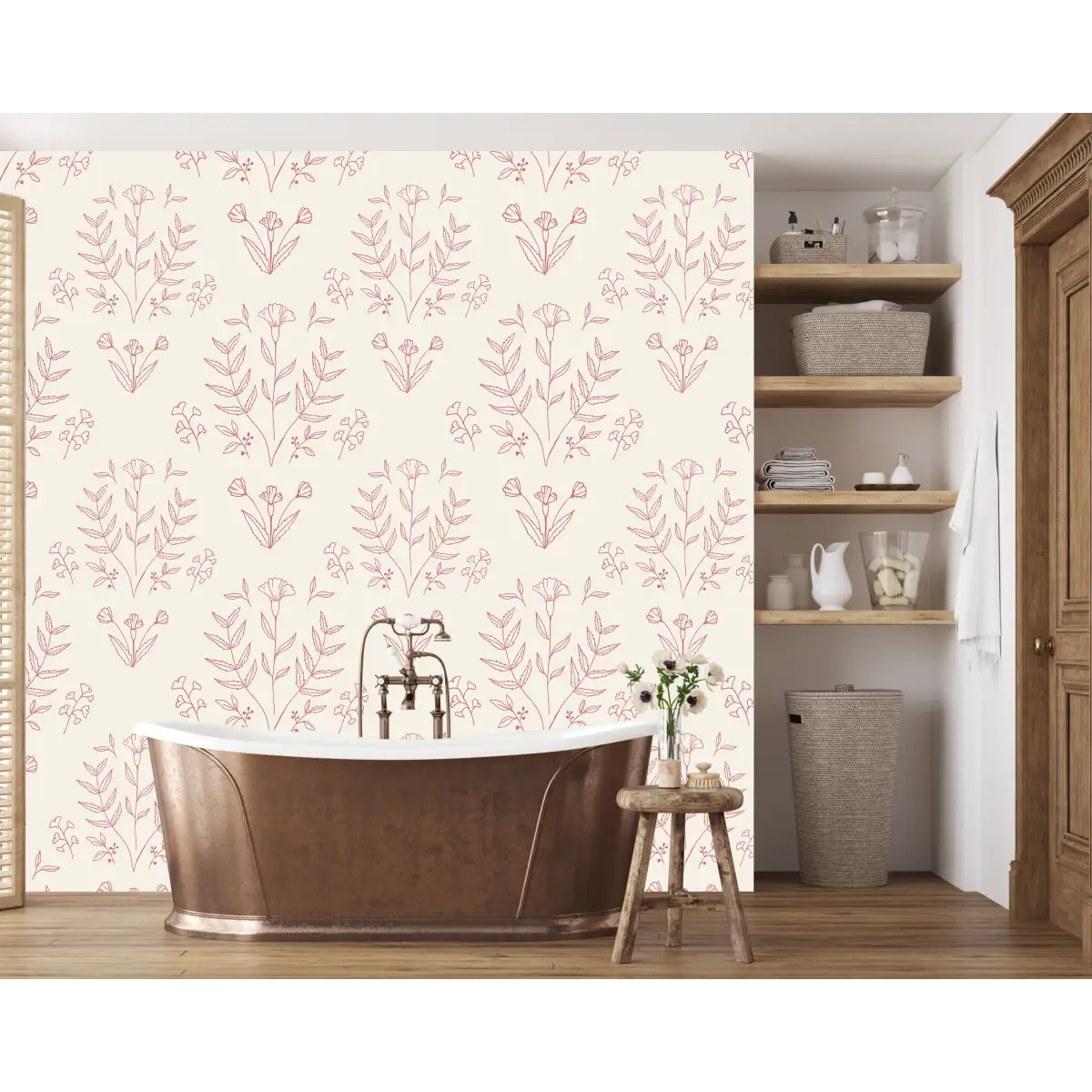 Ayla Wallpaper - Folk Flowers - by Manvi Semalty - Loomwell Home Goods
