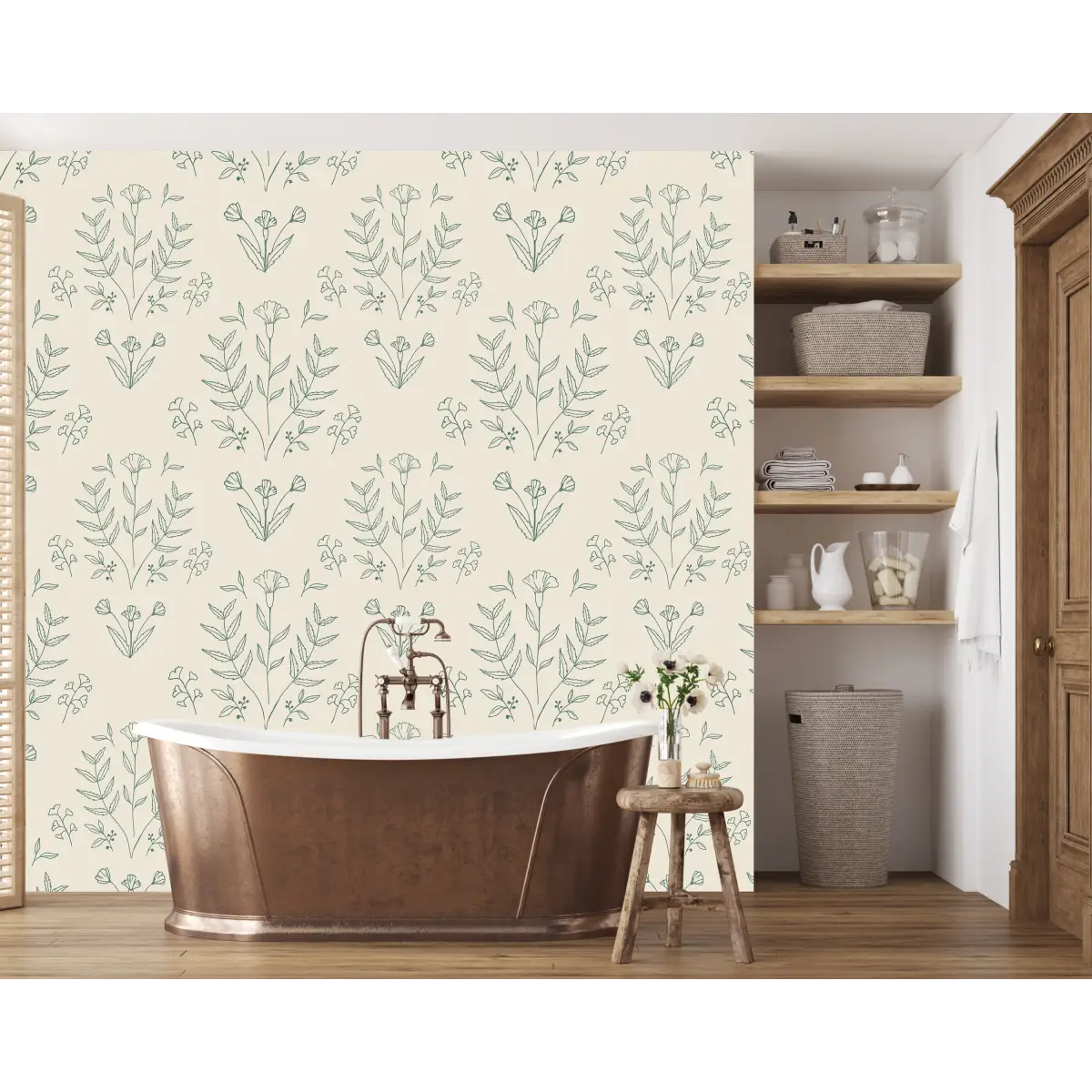 Ayla Wallpaper - Folk Flowers - by Manvi Semalty - Loomwell Home Goods