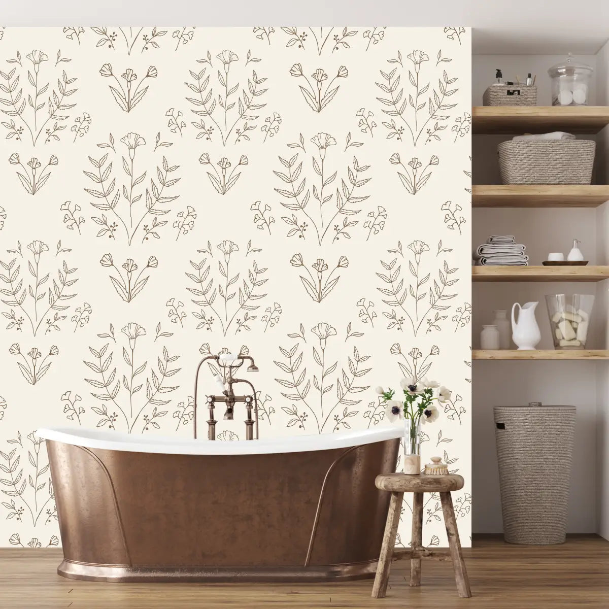 Ayla Wallpaper - Folk Flowers - by Manvi Semalty - Loomwell Home Goods