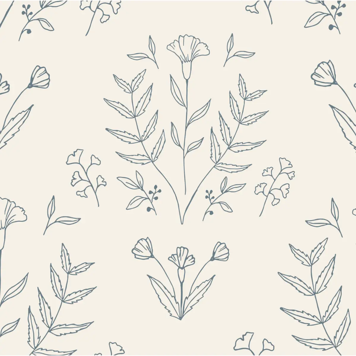 Ayla Wallpaper - Folk Flowers - by Manvi Semalty - Sample 1 foot by 1 foot / Grey - Loomwell Home Goods