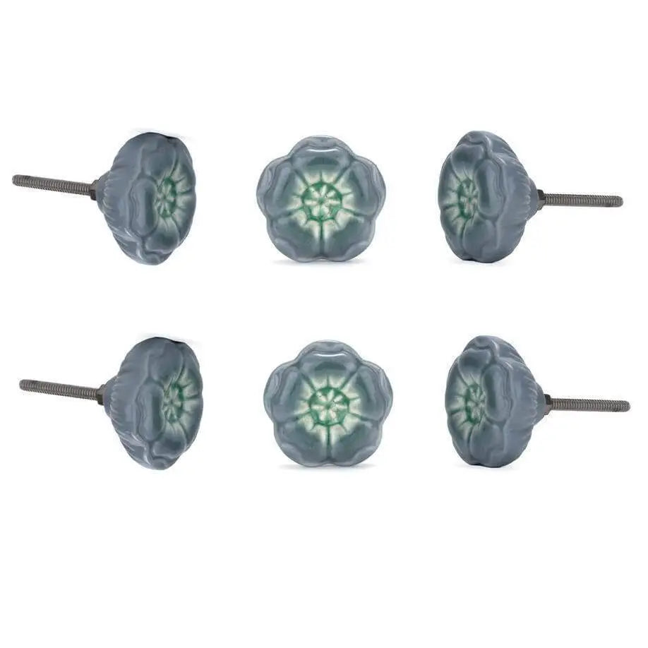 Azalea Grey Ceramic Knob (each) - Perilla Home