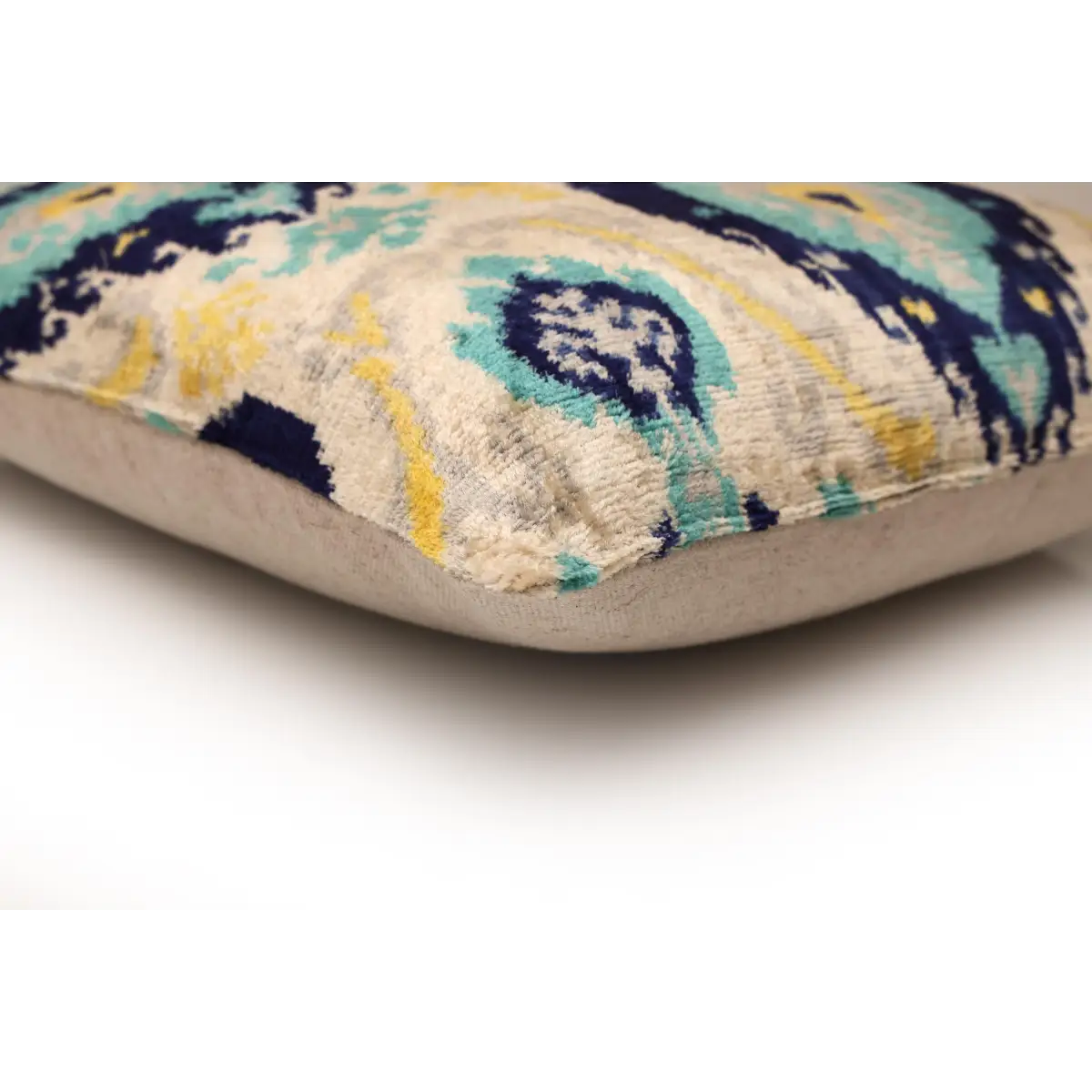 Azure & Gold Medallion Silk Velvet Pillow - 20’’ x 20’’ - Canvello