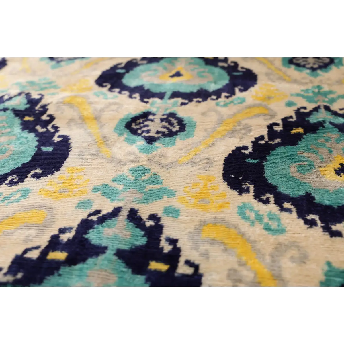 Azure & Gold Medallion Silk Velvet Pillow - 20’’ x 20’’ - Canvello