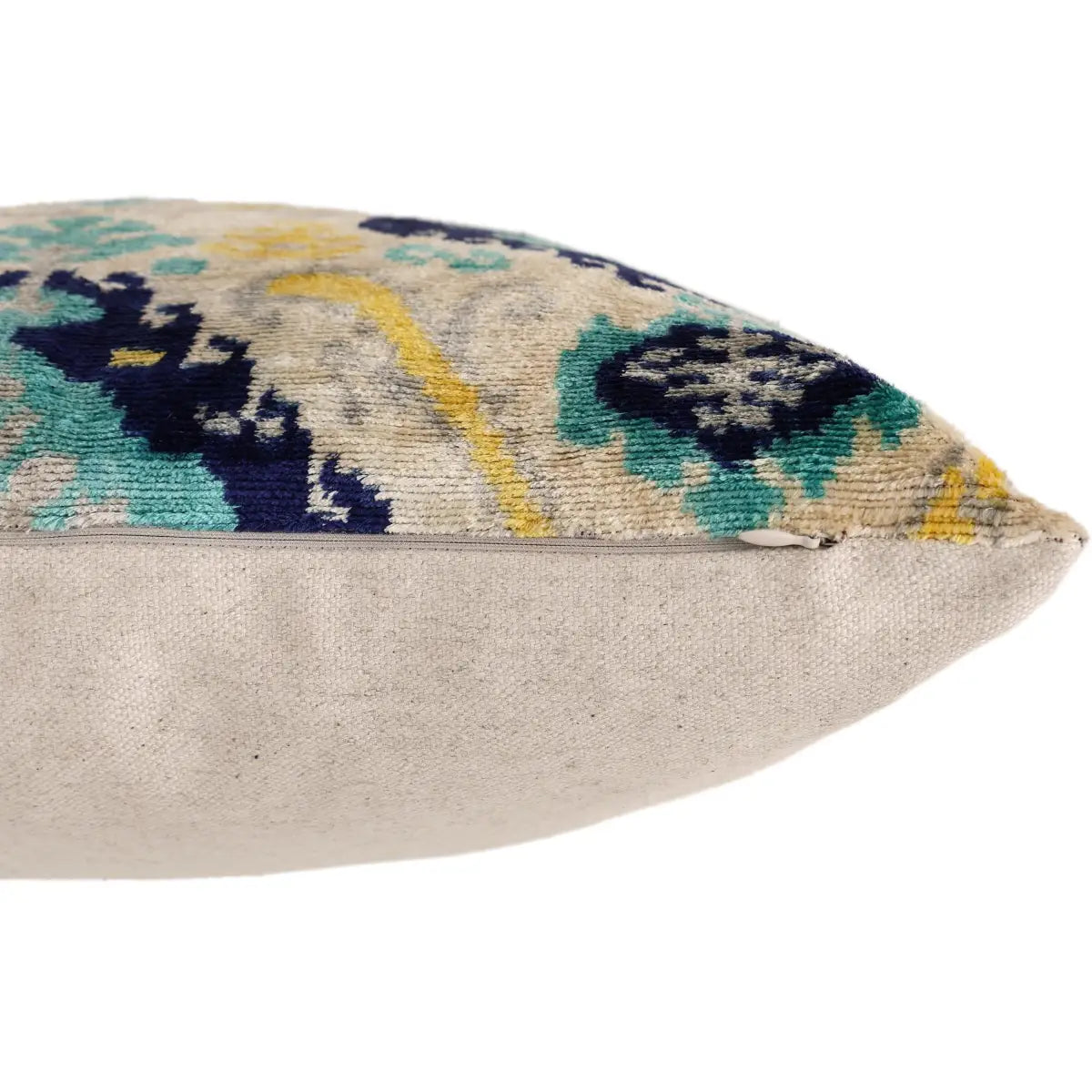 Azure & Gold Medallion Silk Velvet Pillow - 20’’ x 20’’ - Canvello