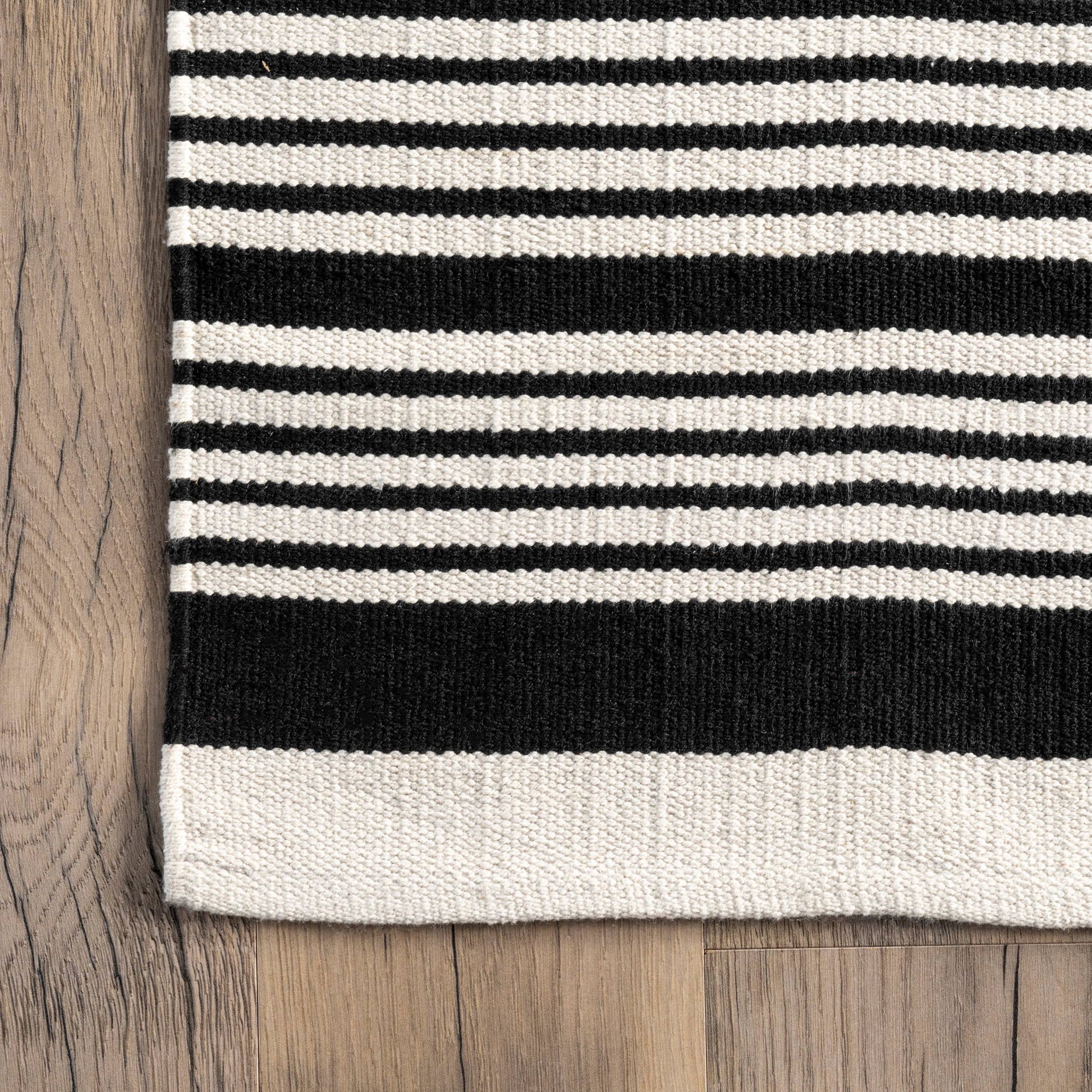 Black Striped Cotton Rug