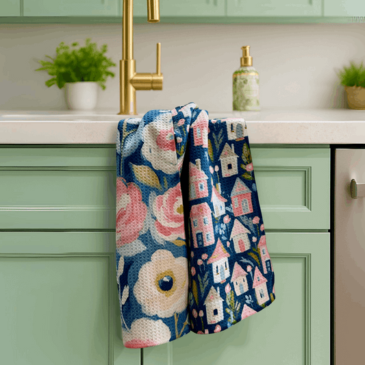 Funny Vintage Floral Kitchen Towel - Cool People Live Here - Urban Smirk