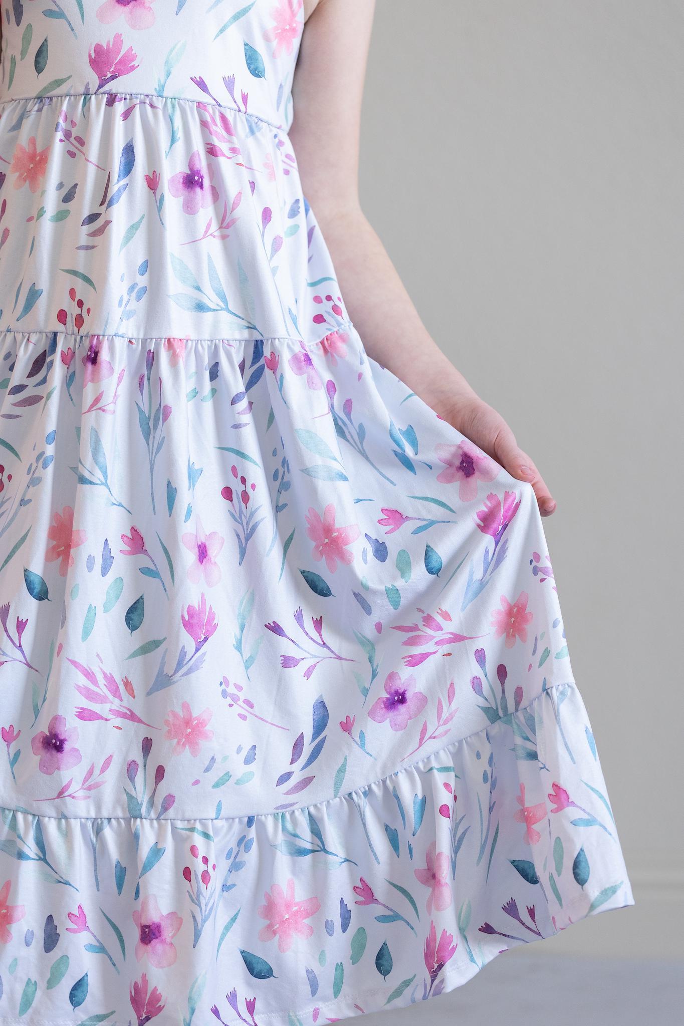 Pastel Wildflowers Ruffle Maxi Dress