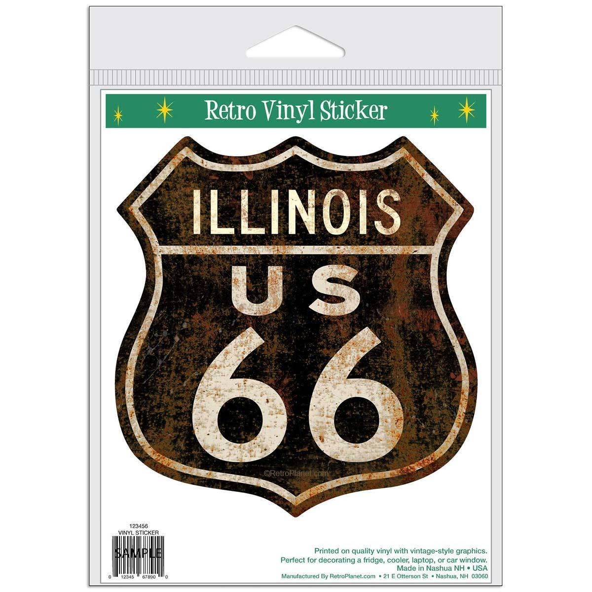 Route 66 Illinois - Large Vinyl Sticker