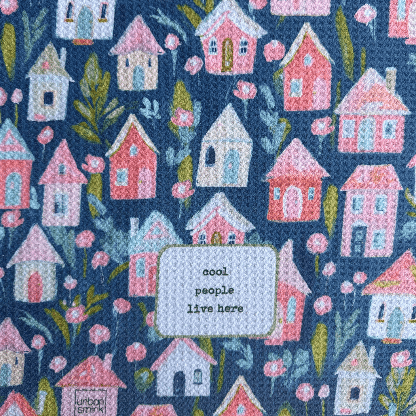 Funny Vintage Floral Kitchen Towel - Cool People Live Here - Urban Smirk