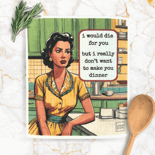 Funny Retro Swedish Dishcloth - Make Dinner
