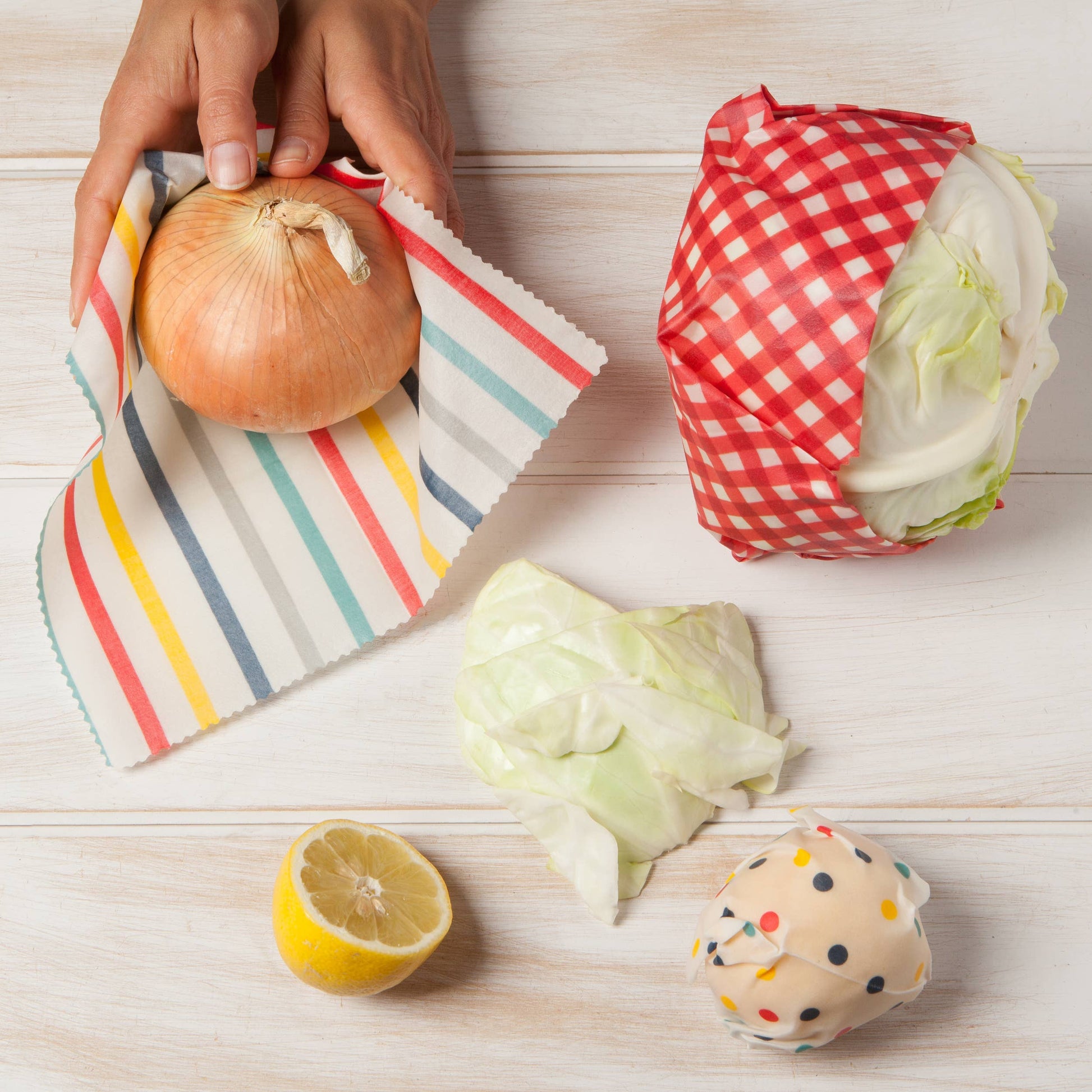 Beeswax Wrap Set of 3 - Gingham Dot and Stripe - Ecologie