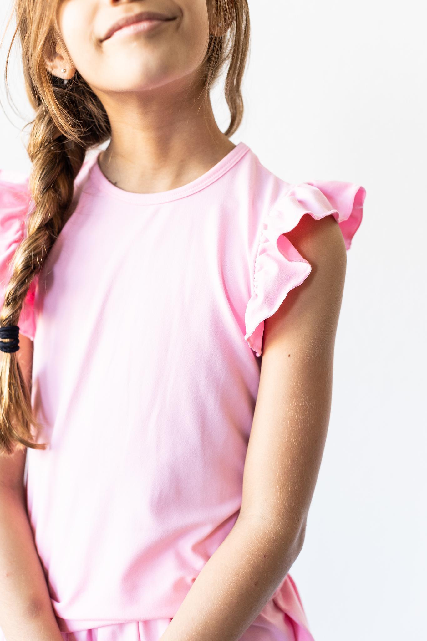 Bubblegum Pink S/S Ruffle Tee