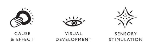 Icons: Cause & Effect, Motor Skills, Sensory Stimulation.