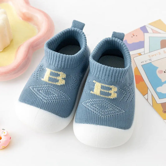 Baby ’B’ Sock Shoes - Blue - 0-6 Months - Grookz Shoes