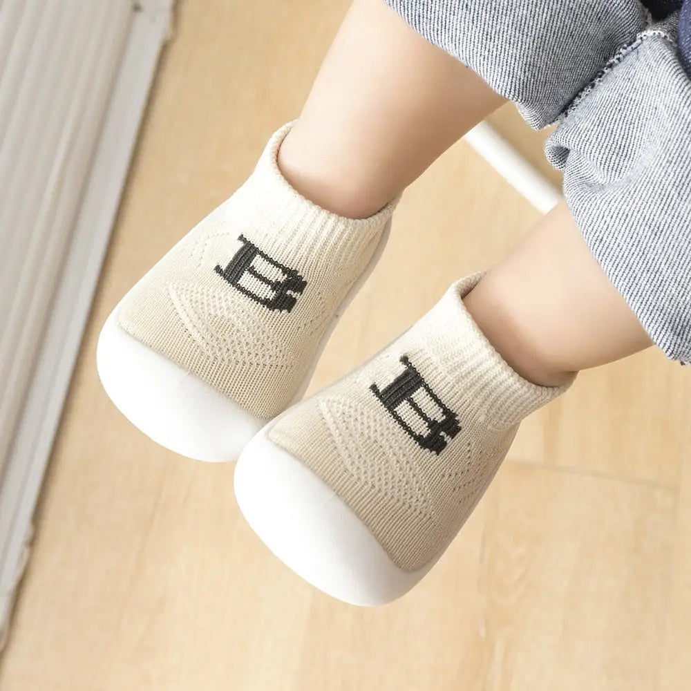 Baby ’B’ Sock Shoes - Khaki - Grookz Shoes