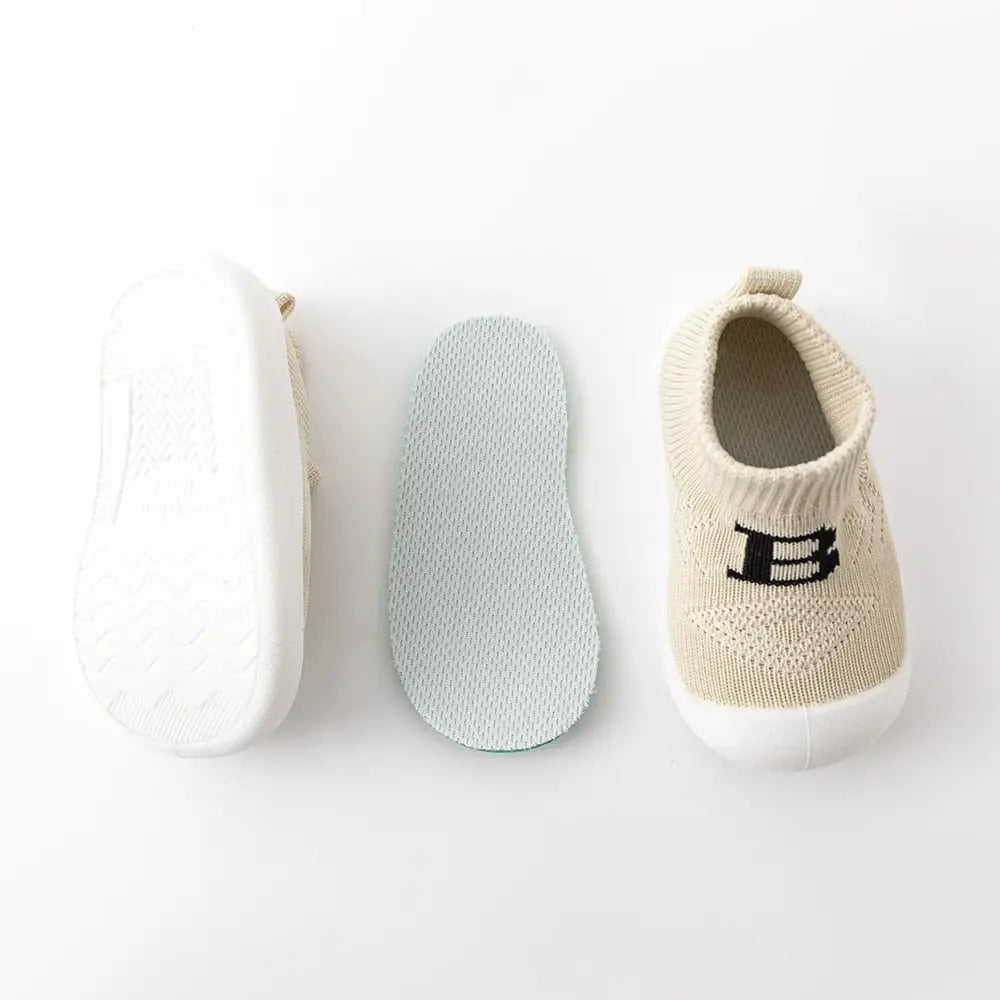 Baby ’B’ Sock Shoes - Khaki - Grookz Shoes