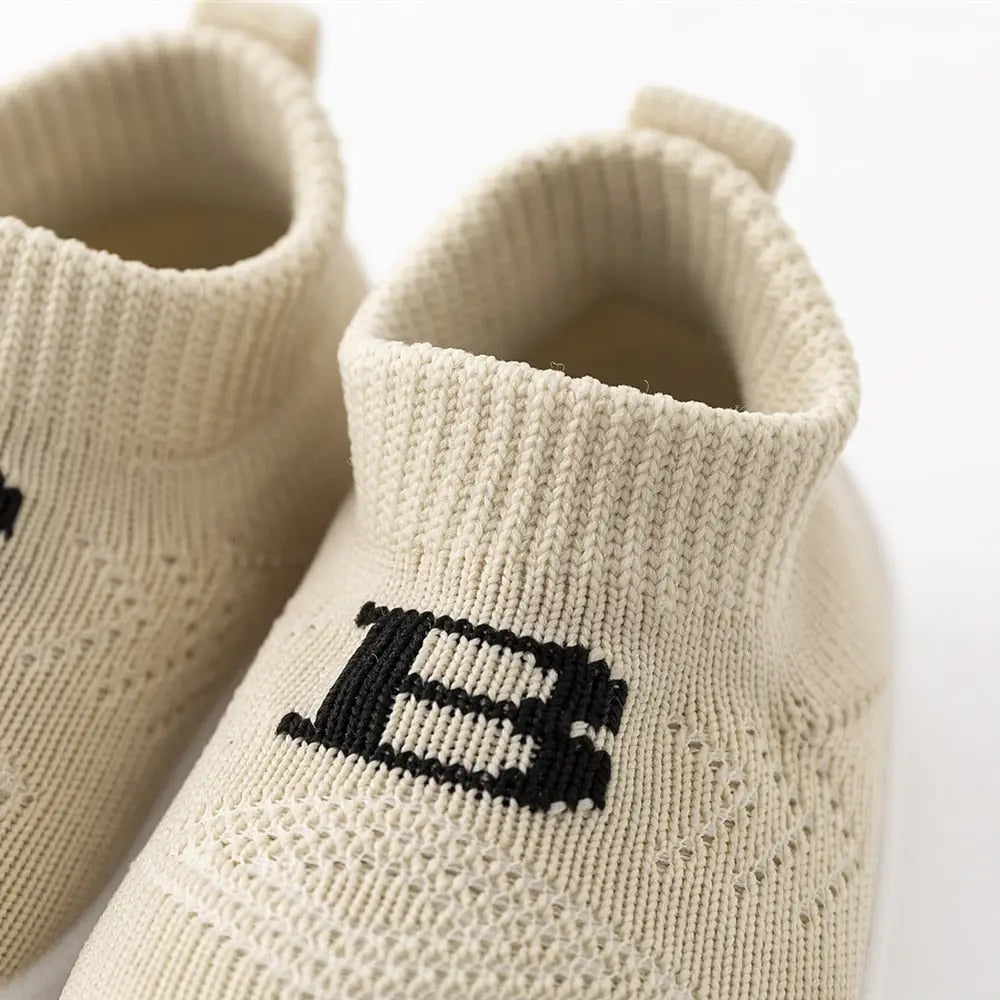Baby ’B’ Sock Shoes - Khaki - Grookz Shoes