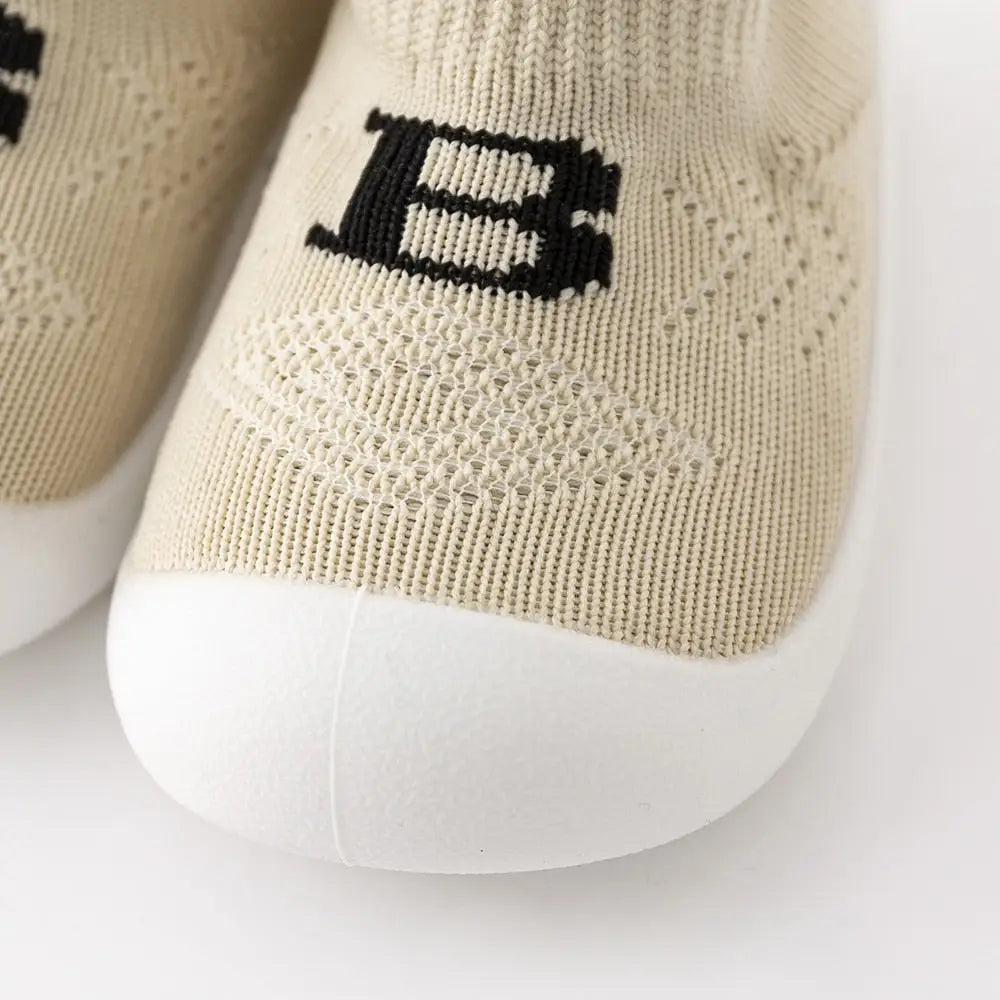 Baby ’B’ Sock Shoes - Khaki - Grookz Shoes