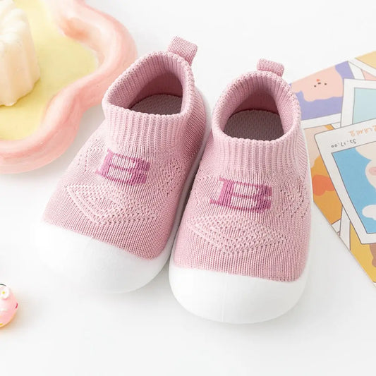Baby ’B’ Sock Shoes - Pink - 0-6 Months - Grookz Shoes