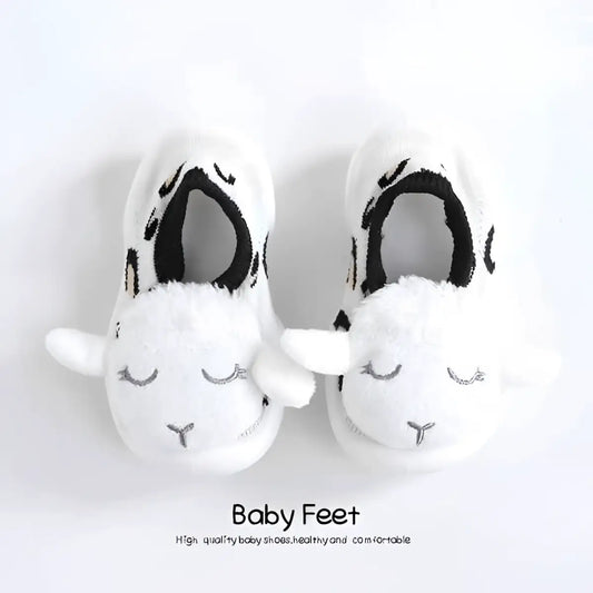 Baby Doll Sock Shoes - White Sheep - 0-6 Months - Grookz Shoes