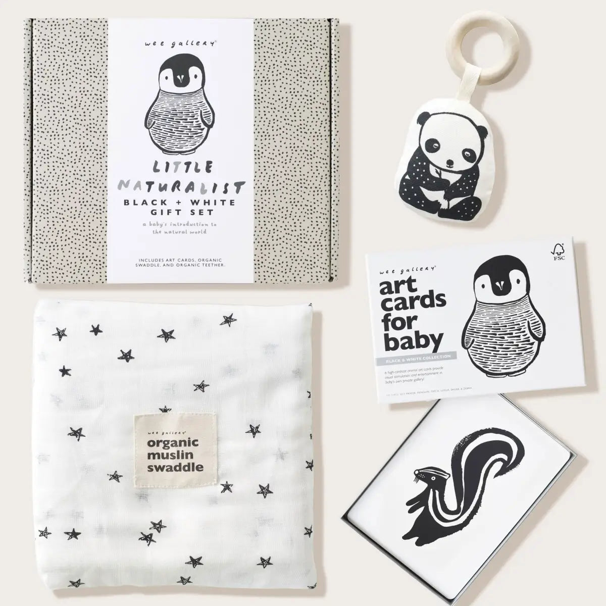 Baby Gift Set - Black + White - Newborn Toy - Wee Gallery