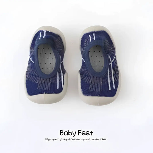 Baby Sock Shoes - Blue Modern - 0-6 Months - Grookz Shoes