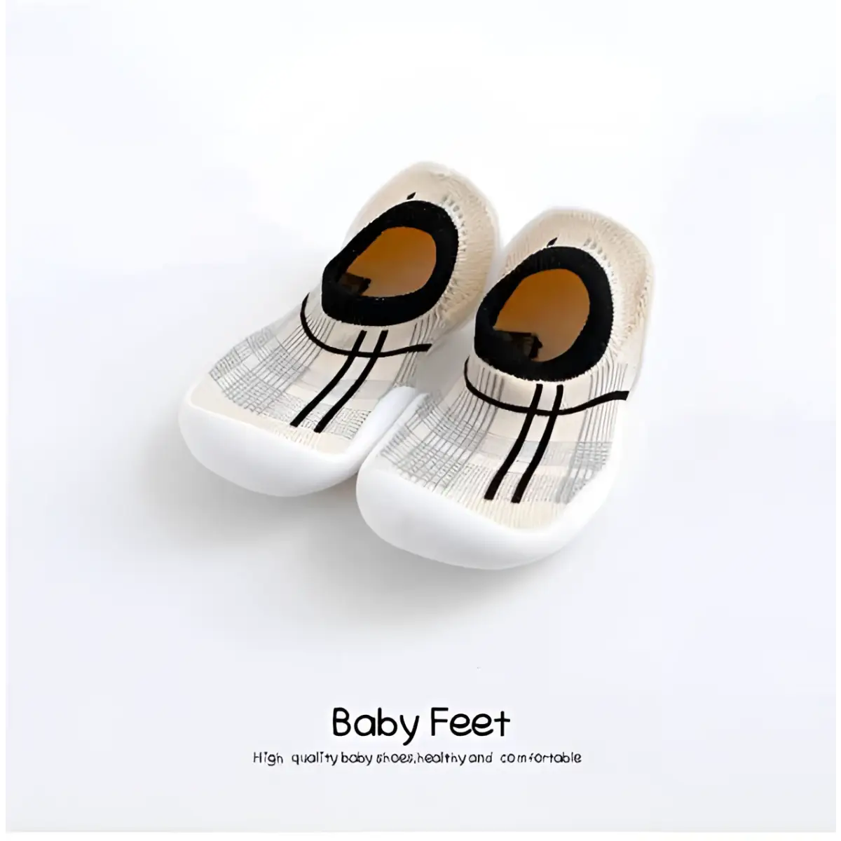 Baby Sock Shoes - Modern White - 0-6 Months - Grookz Shoes