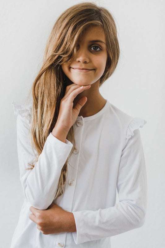 White Ruffle Cardigan