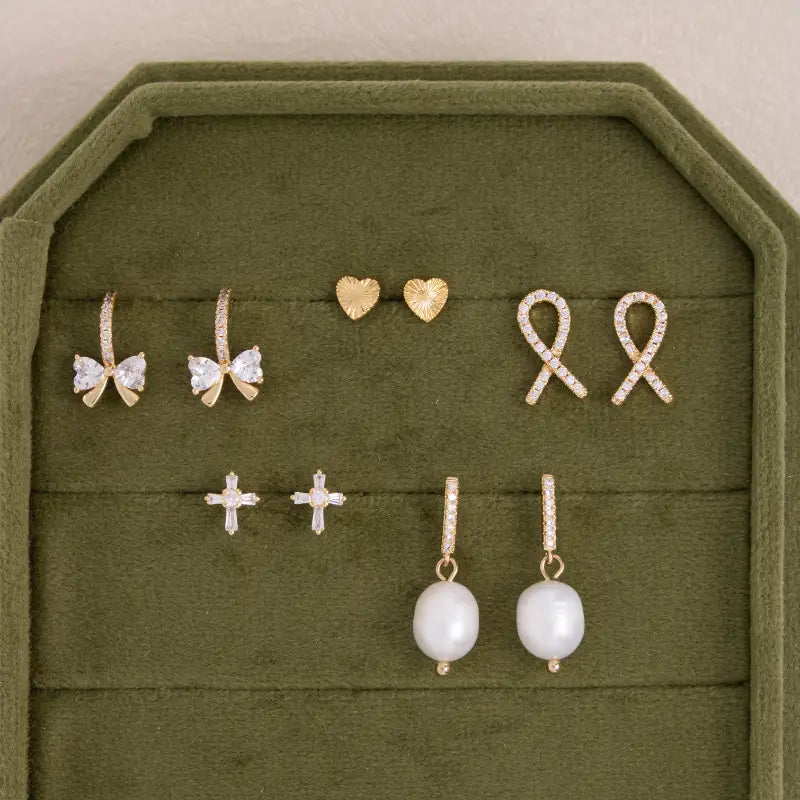 Cross CZ Stud Earrings on Velvet Gift Tag - Splendid Iris