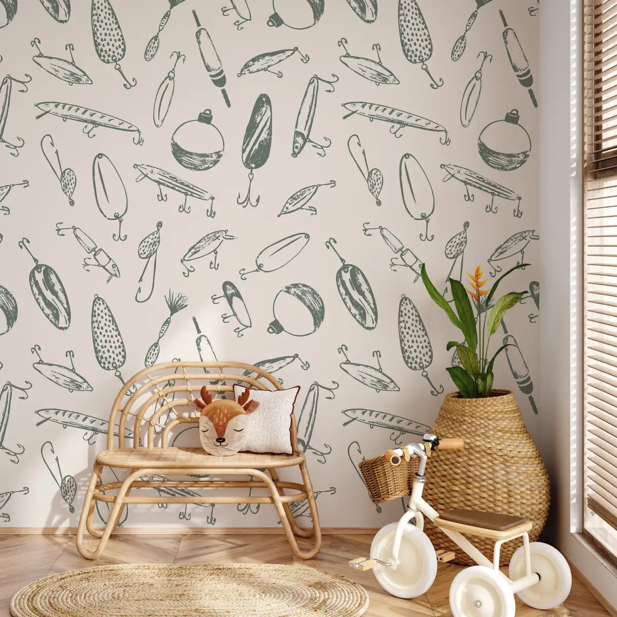 Bait Wallpaper - Fishing Lures - by Kim Hallquist Designs - Loomwell Home Goods